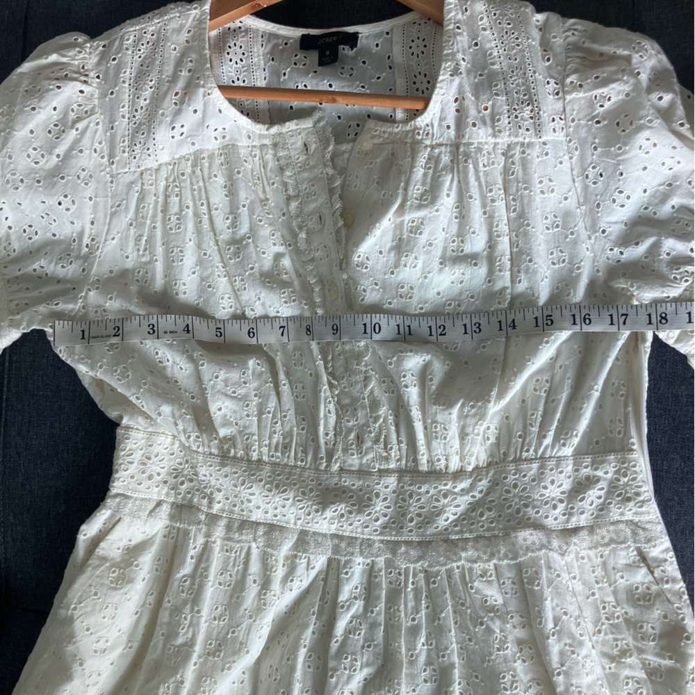 J CREW Off White Eyelet Aline Cotton Dress Size 8 - Picture 7 of 13